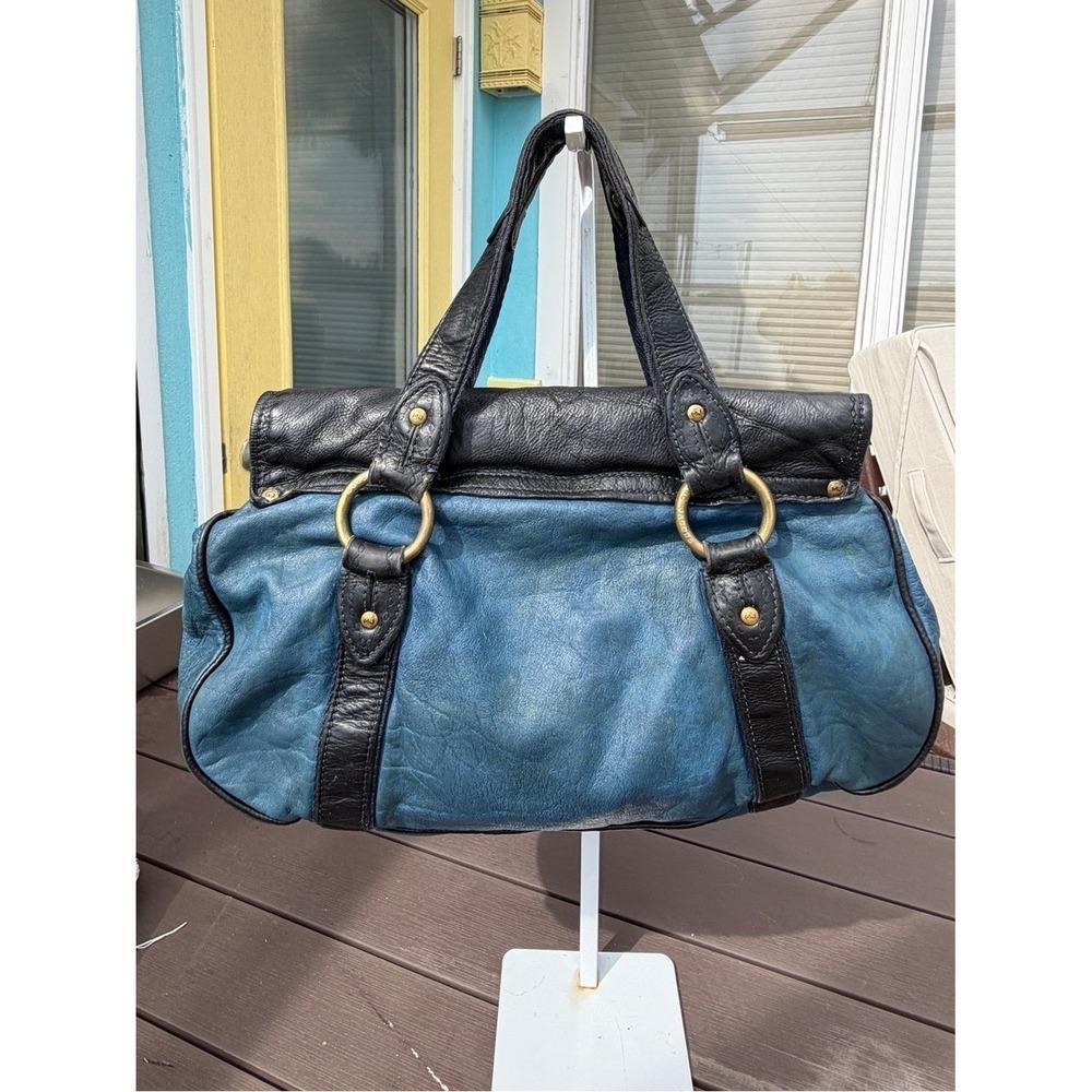Marc Jacobs Rare Vintage Sasha Teal Black Leather Beaded Satchel Bag - Picture 5 of 16